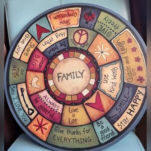 TABLE TALK Wood BOHO Lazy Susan SHARON FELDSTEIN collectible ART DEMDACO 18" NWT